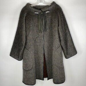 Vintage Bonnie Cashin Design Sills & Co. Mohair Leather Trimmed Cape Coat RARE